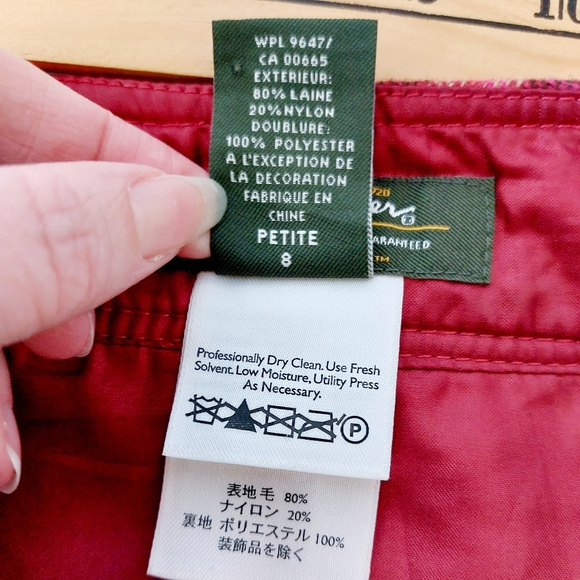 Red‎ Plaid Wool Wrap Maxi Skirt size 8 Petite Eddie Bauer Wool #5289 Christmas - Picture 4 of 8
